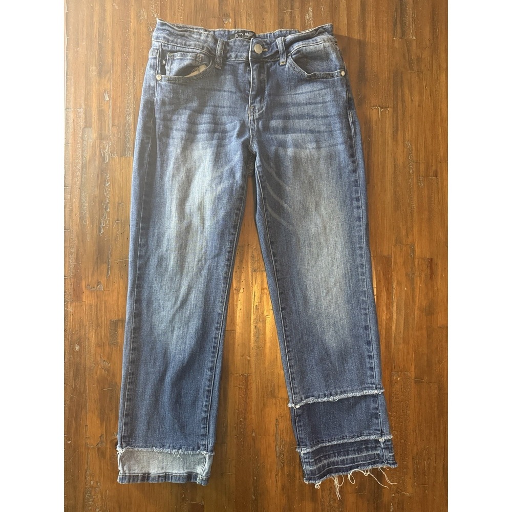 Judy Blue Straight‎ Leg Jeans Womens Frayed Hem Denim Size 7/28